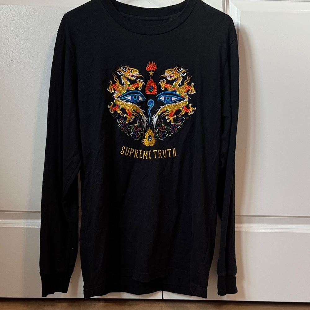 Supreme Black Long Sleeve with Dragon and Eye Design